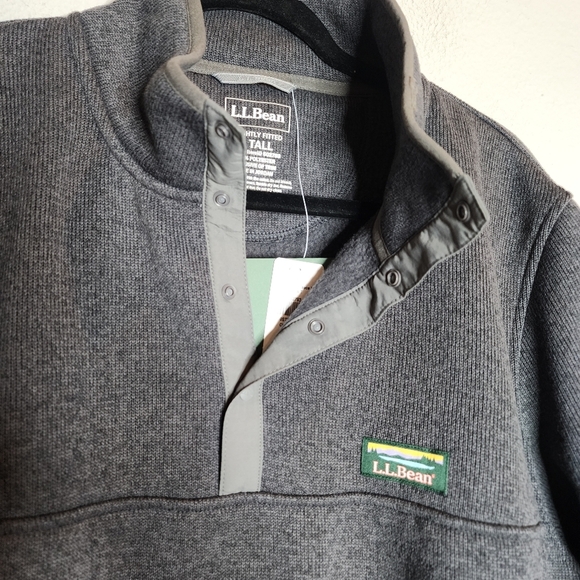 NWT L.L.Bean Grey Sweater Fleece Pullover Mens Size Large Tall - Picture 15 of 16